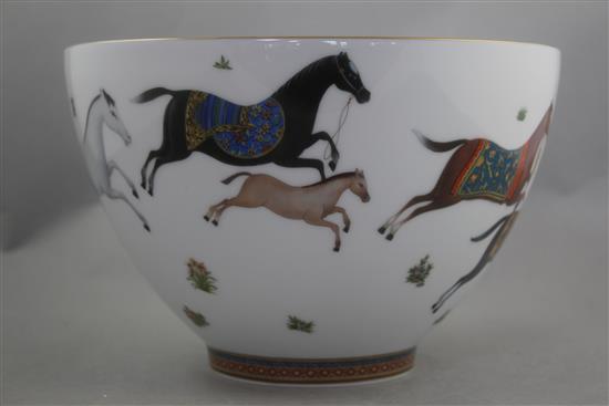 A Hermes Cheval dOrient pattern punch bowl, modern, 26.5cm diam., complete with original box